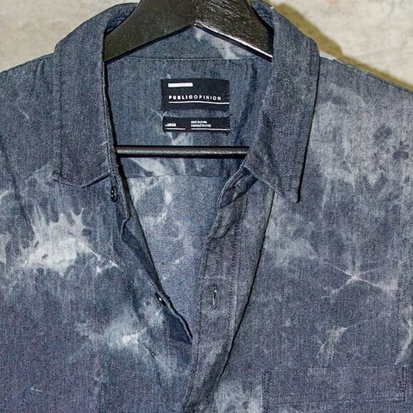 Public Opinion - Mens Denim Short Sleeve Button Front Shirt - Size L - Picture 2 of 4